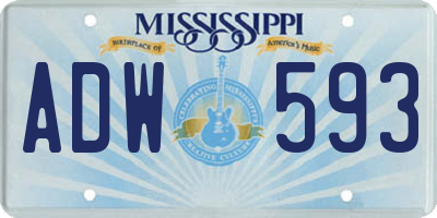 MS license plate ADW593