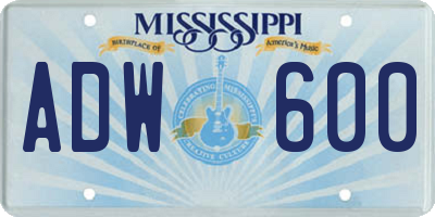 MS license plate ADW600