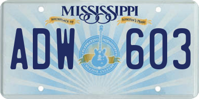 MS license plate ADW603
