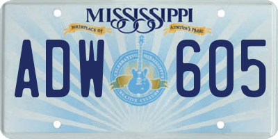MS license plate ADW605