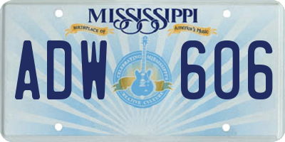 MS license plate ADW606