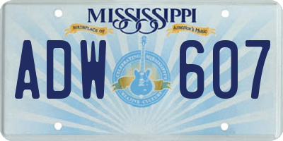 MS license plate ADW607