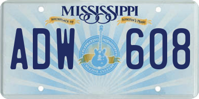 MS license plate ADW608