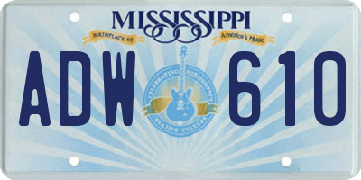 MS license plate ADW610
