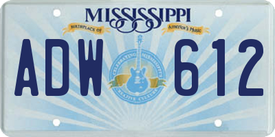 MS license plate ADW612