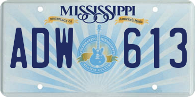 MS license plate ADW613