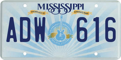 MS license plate ADW616