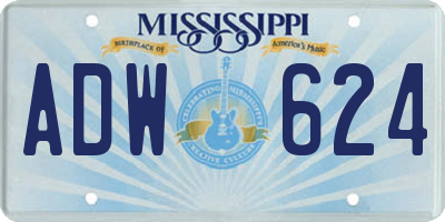 MS license plate ADW624