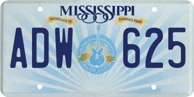 MS license plate ADW625