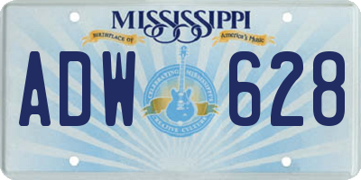 MS license plate ADW628
