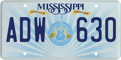 MS license plate ADW630