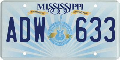 MS license plate ADW633