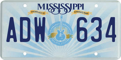 MS license plate ADW634