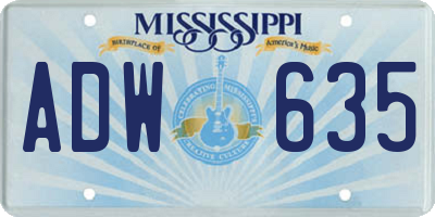 MS license plate ADW635