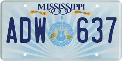 MS license plate ADW637