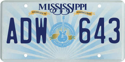 MS license plate ADW643