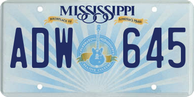 MS license plate ADW645