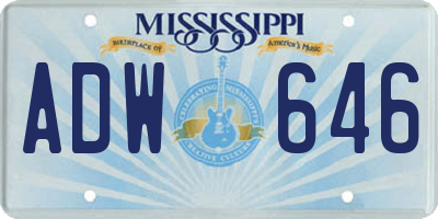 MS license plate ADW646