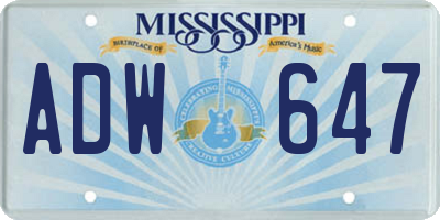 MS license plate ADW647