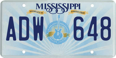 MS license plate ADW648
