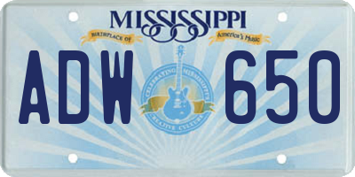 MS license plate ADW650