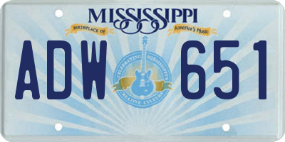 MS license plate ADW651