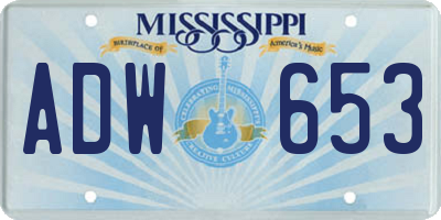 MS license plate ADW653