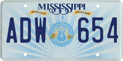 MS license plate ADW654