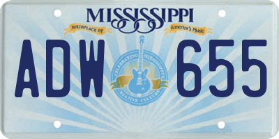 MS license plate ADW655