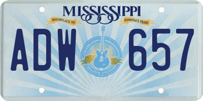 MS license plate ADW657