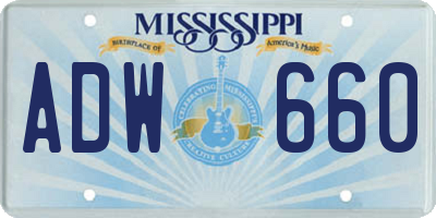 MS license plate ADW660