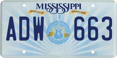 MS license plate ADW663