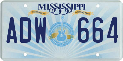 MS license plate ADW664