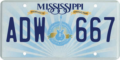 MS license plate ADW667