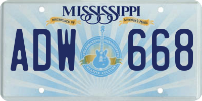 MS license plate ADW668