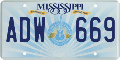 MS license plate ADW669