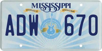MS license plate ADW670