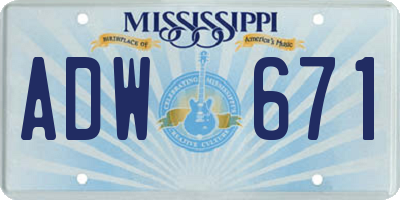 MS license plate ADW671