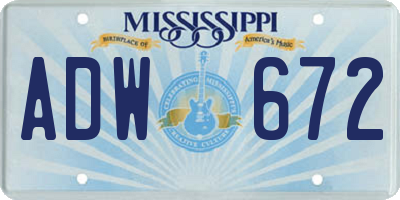 MS license plate ADW672