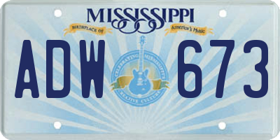 MS license plate ADW673