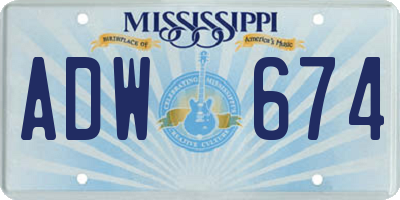MS license plate ADW674