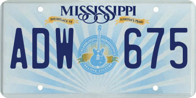 MS license plate ADW675
