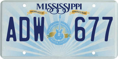 MS license plate ADW677