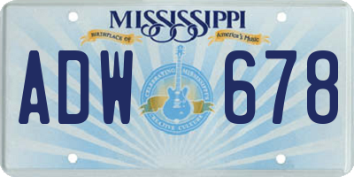 MS license plate ADW678