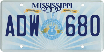 MS license plate ADW680