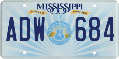 MS license plate ADW684
