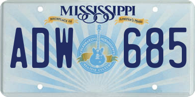 MS license plate ADW685