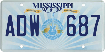 MS license plate ADW687