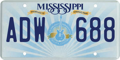 MS license plate ADW688