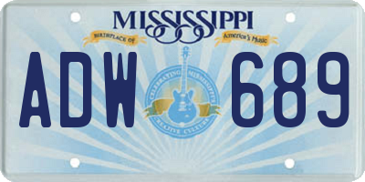MS license plate ADW689